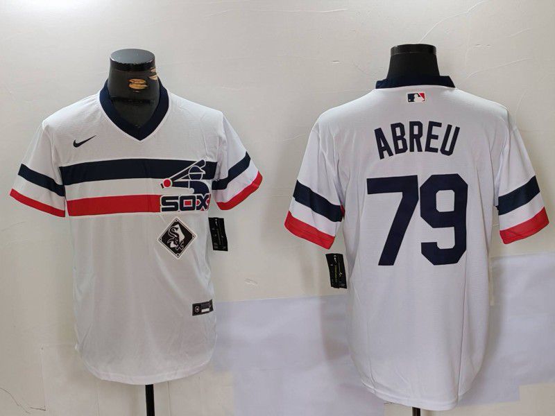Men Chicago White Sox #79 Abreu White Throwback Game 2024 Nike MLB Jersey style 9022->chicago white sox->MLB Jersey
